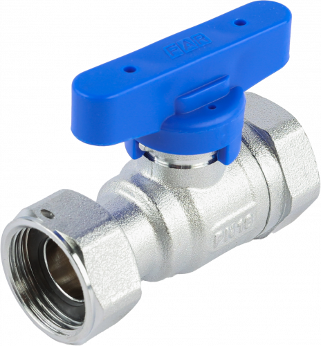Кран шаровой FAR 3/4", ВР-накидная гайка EPDM, син. бабочка, хром